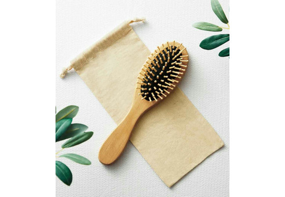 ウッドヘアケアブラシ(巾着付き)